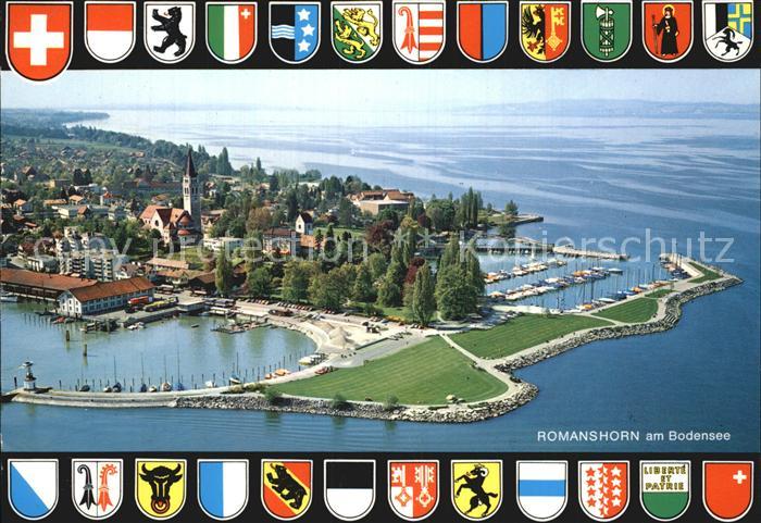 12588565 Romanshorn Bodensee Hafen Fliegeraufnahme Wappen Romanshorn