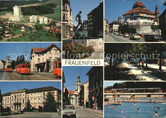 12588718 Frauenfeld vues partielles sculpture fontaine bâtiment tramway promena