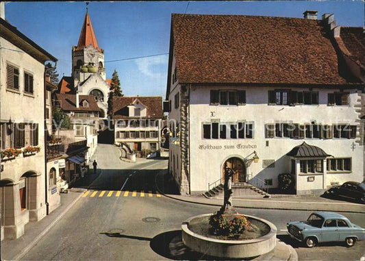 12589299 Weinfelden Gasthaus zum Fontaine aux raisins Rue principale Église Weinfelden