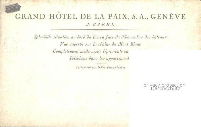 12588788 Genève GE Grand Hôtel de la Paix Genève GE