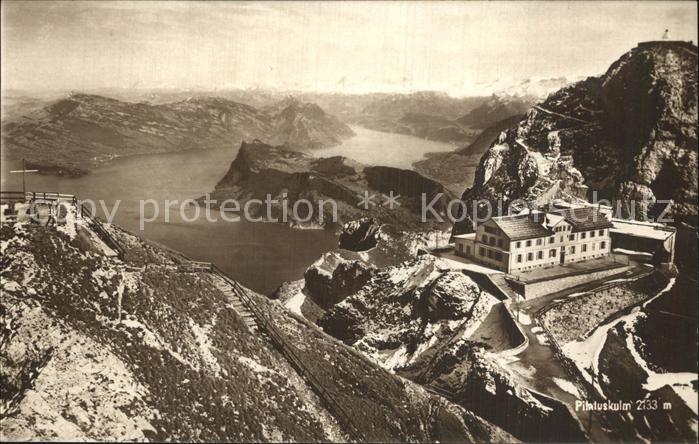 12588797 Pilatus Kulm Fliegeraufnahme mit Vierwaldstaettersee Pilatus Kulm