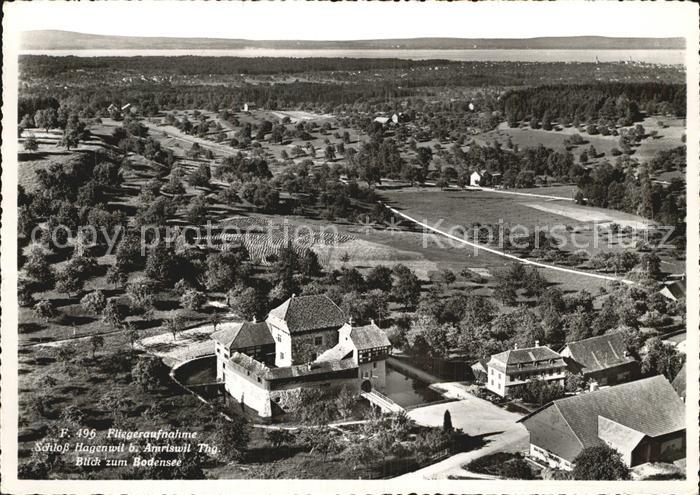 12589404 Amriswil TG Photo aérienne avec le château de Hagenwil et le lac de Constance Amriswil