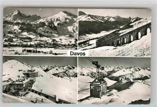 12732851 Viaduc GR de Davos Téléphérique Restaurant de montagne Hiver Davos Platz