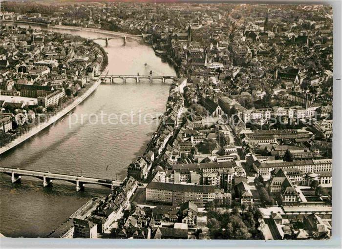 12734284 Bâle BS Panorama trois ponts du Rhin vue aérienne de Bâle