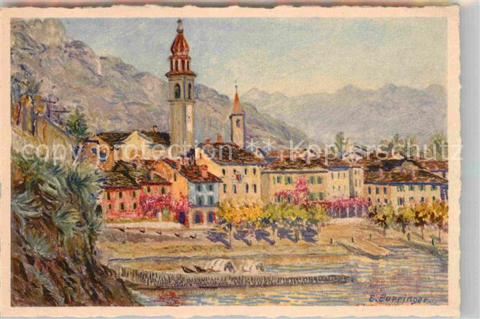 12726779 Carte d'artiste du paysage urbain d'Ascona TI Ascona TI