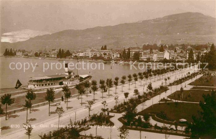 12733015 Vevey VD Quai Roussy et vue sur le Mont Pelerin Vevey