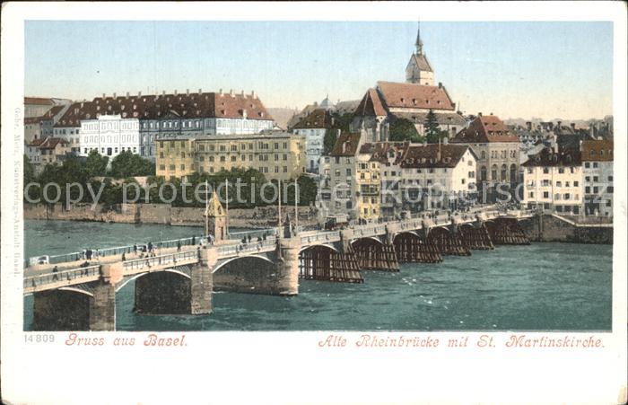 11426694 Basel BS Alte Rheinbruecke mit St Martinskirche Basel BS