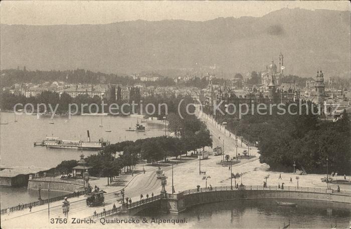 11426706 Zuerich Quaibruecke und Alpenquai Zuerich