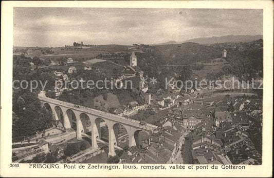 11653805 Fribourg FR Pont de Zaehringen Tours Remparts Vallée et Pont du Gottero