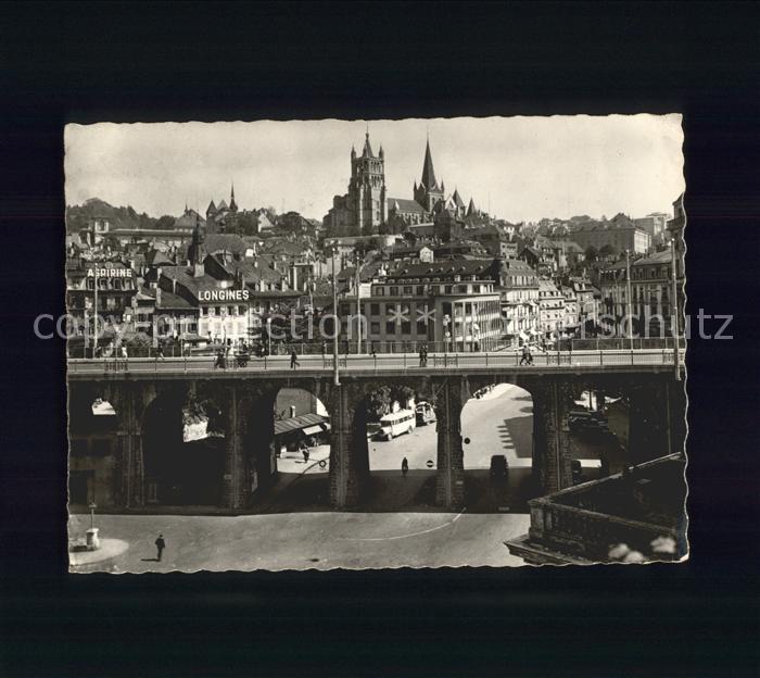 11653921 Lausanne VD Vue générale Grand Pont Cathédrale