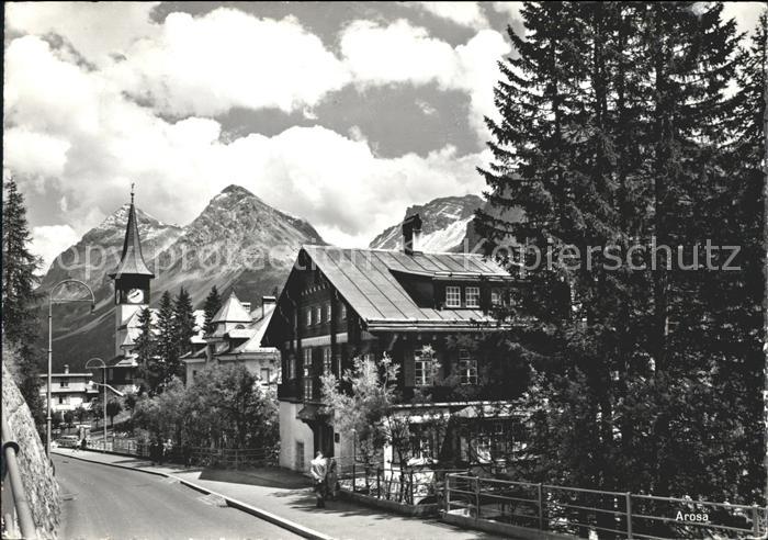 11654186 Arosa GR Dorfpartie an der Kirche