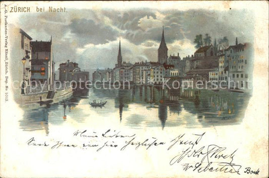 11818845 Carte d'artiste la nuit de Zurich Zuerich