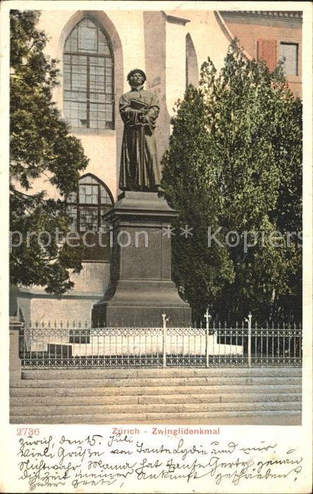 12319355 Zuerich Zwinglidenkmal Statue Zuerich