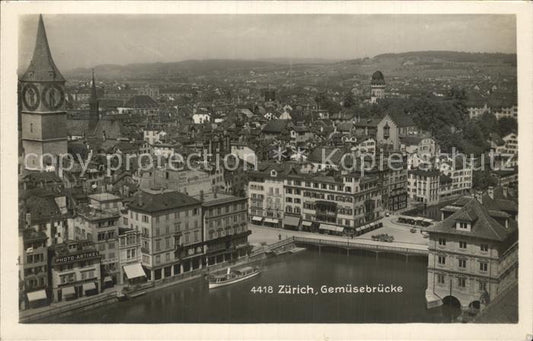 12319418 Zuerich Stadtbild mit Gemuesebruecke Limmat Zuerich