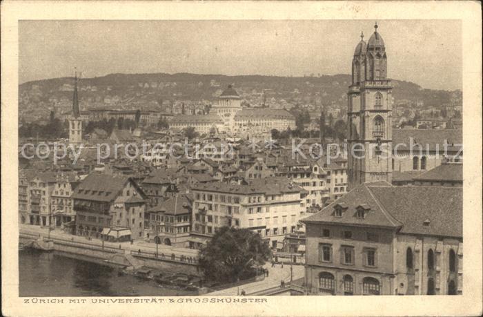 12322180 Zuerich Stadtbild mit Universitaet und Grossmuenster Zuerich