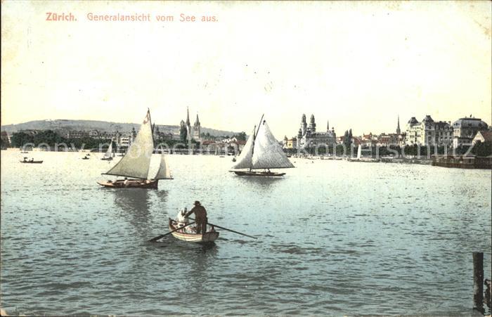 12319427 Zuerich Vue générale du lac Bateaux Zuerich