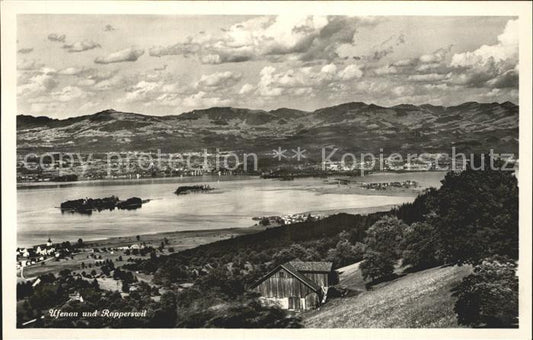 12319452 Insel_Ufenau_Ufnau_Zuerichsee_SZ und Rapperswil Panorama