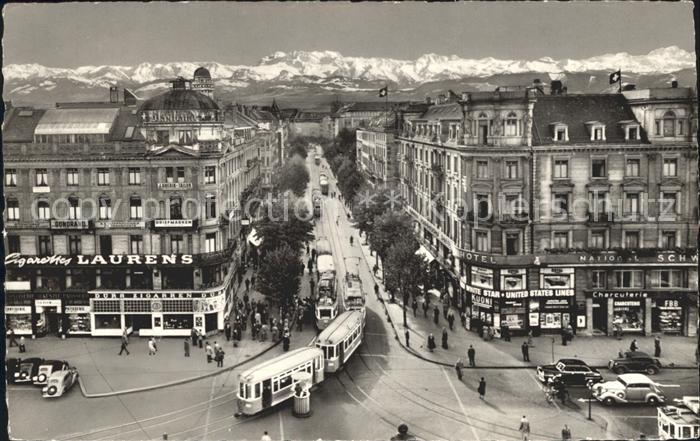 12319461 Zuerich Bahnhofstrasse Strassenbahn Alpenkette Zuerich