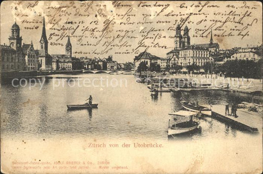 12319468 Zuerich von der Utobruecke Limmat Kirche Grossmuenster Zuerich