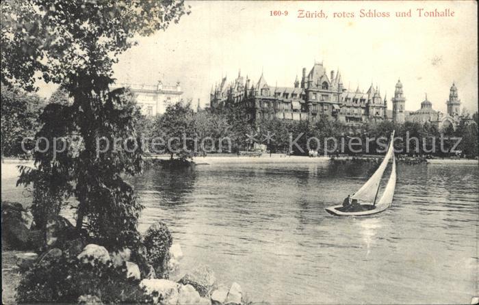 12319495 Zuerich Uferpartie Zuerichsee Segelboot Rotes Schloss Tonhalle Zuerich