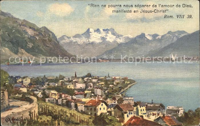 12322187 Montreux VD Panorama Lac Léman Dents du Midi Lac Léman Alpes Kuenstlerk