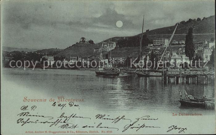 12319498 Montreux VD Le Debarcadere Lac Léman au clair de lune Montreux