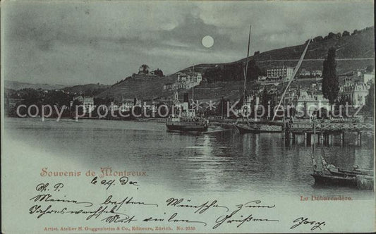 12319498 Montreux VD Le Debarcadere Lac Léman au clair de lune Montreux