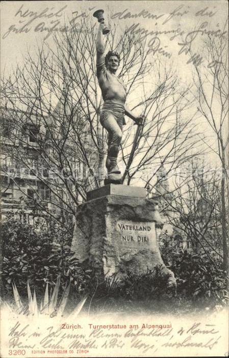 12319513 Zuerich Turnerstatue am Alpenquai Zuerich