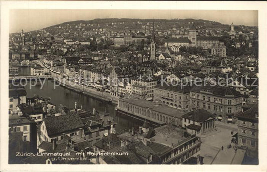 12319514 Zuerich Limmatquai mit Polytechnikum und Universitaet Zuerich