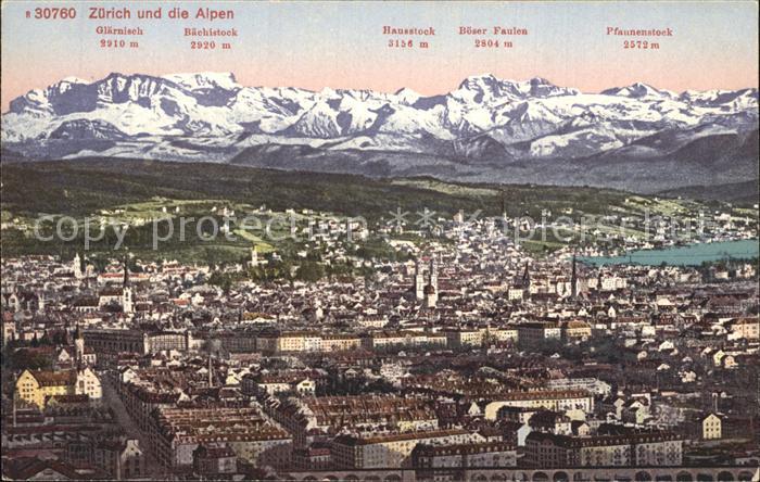 12319527 Zuerich Gesamtansicht mit Alpenpanorama Zuerich