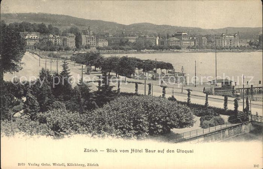 12319529 Zuerich Blick vom Hotel Baur auf den Utoquai Zuerichsee Zuerich