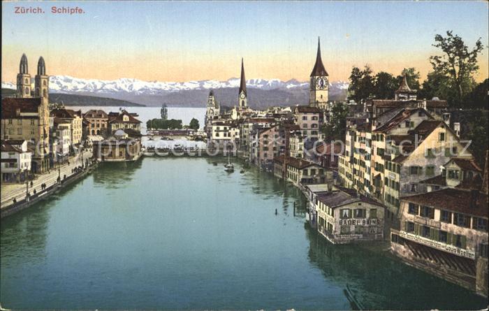 12320934 Zuerich Schipfe Limmat Églises Lac de Zuerich Chaîne alpine Zuerich