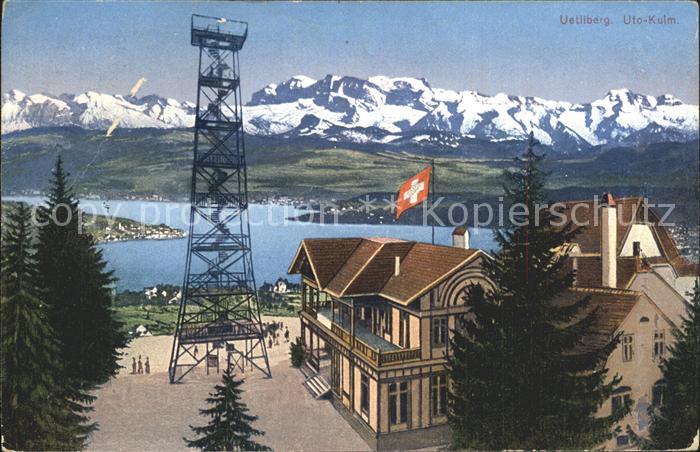 12320956 Uetliberg ZH Bergrestaurant Utokulm Aussichtsturm Zuerichsee Alpenpanor