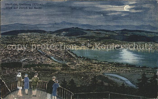 12320957 Uetliberg ZH Aussichtspunkt Utokulm Blick auf Zuerich und Alpen bei Nac