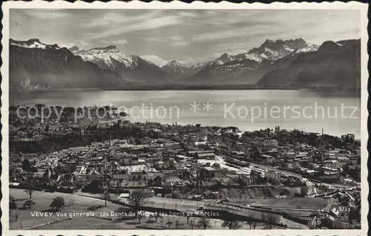 12321033 Vevey VD Panorama Lac Léman Dents du Midi Dents de Morcles Alpes Vevey