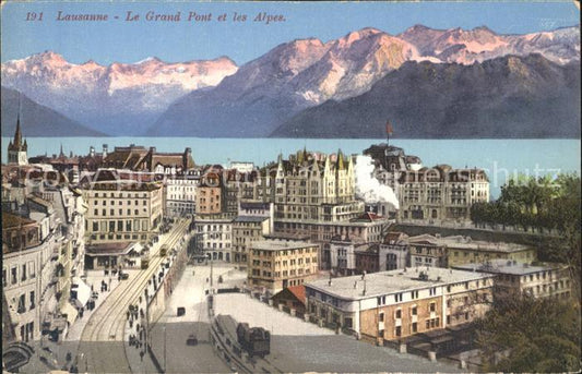 12321119 Lausanne VD Le Grand Pont Lac Leman Alpes Genfersee Alpen Lausanne