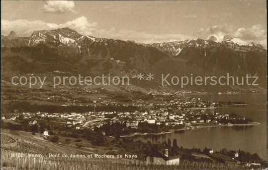 12321221 Vevey VD Panorama Lac Léman Dent de Jaman Rochers de Naye Lac Léman Alp