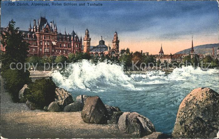 12322241 Zuerich Alpenquai Brandung Zuerichsee Rotes Schloss Tonhall Zuerich