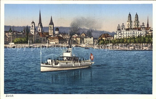 12322305 Zuerich Ansicht vom Zuerichsee aus Dampfer Grossmuenster Zuerich