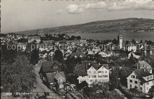 12323337 Waedenswil Ortsansicht mit Kirche Zuerichsee Waedenswil