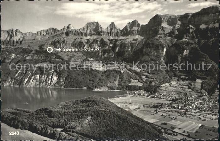 12338031 Walenstadtberg Alpenhotel Schrina-Hochdruck Fliegeraufnahme Walenstadtb