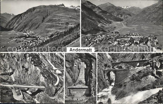 12335209 Andermatt Fliegeraufnahme Steinbruecke Wasserfall Andermatt