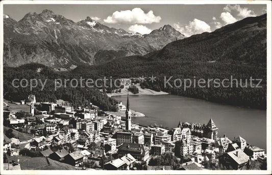 12335362 St Moritz Dorf GR avec Piz Languard et Albris St Moritz