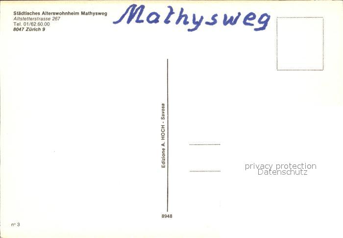 12456123 Zuerich ZH Staedt maison de retraite Mathysweg Détails Zuerich