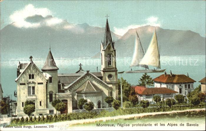 12459297 Montreux VD Église Protestante Alpes Savoyardes Plan d'artiste Montreux