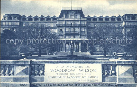 12472137 Geneve GE Le Palais des Nations et la plaque commémorative Wilson Genev