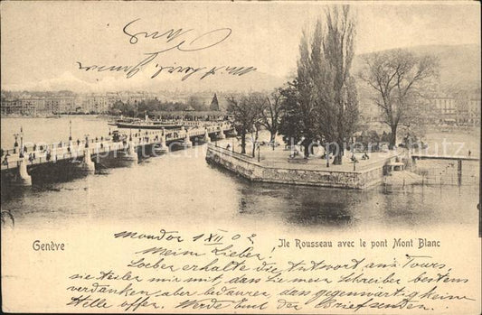 12472160 Genève GE Ile Rousseau le pont Mont Blanc Genève