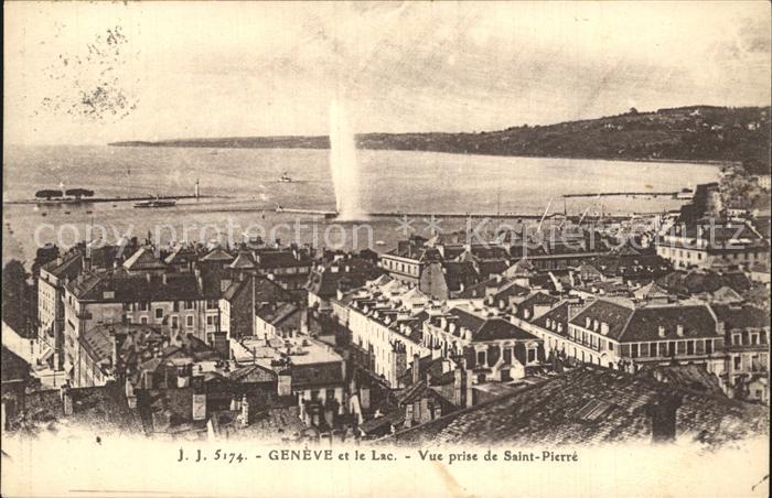 12472173 Geneve GE Vue générale avec lac et Saint Pierre Geneve