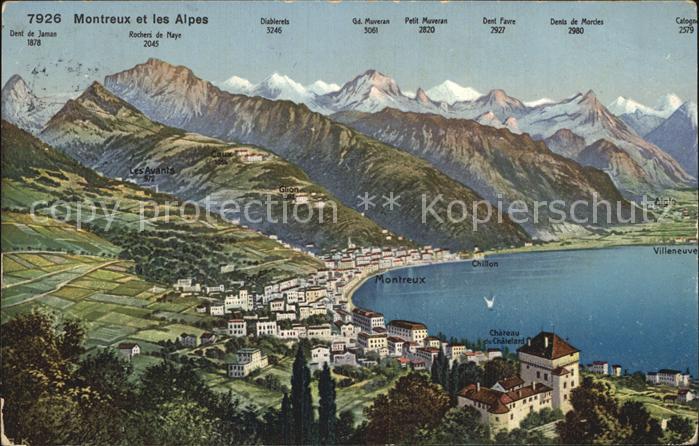 12473749 Montreux VD Aperçu de la carte avec les Alpes de Montreux