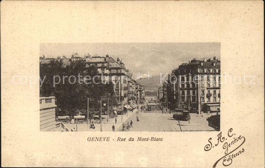 12474384 Genève GE Rue du Mont-Blanc avec tramway Genève